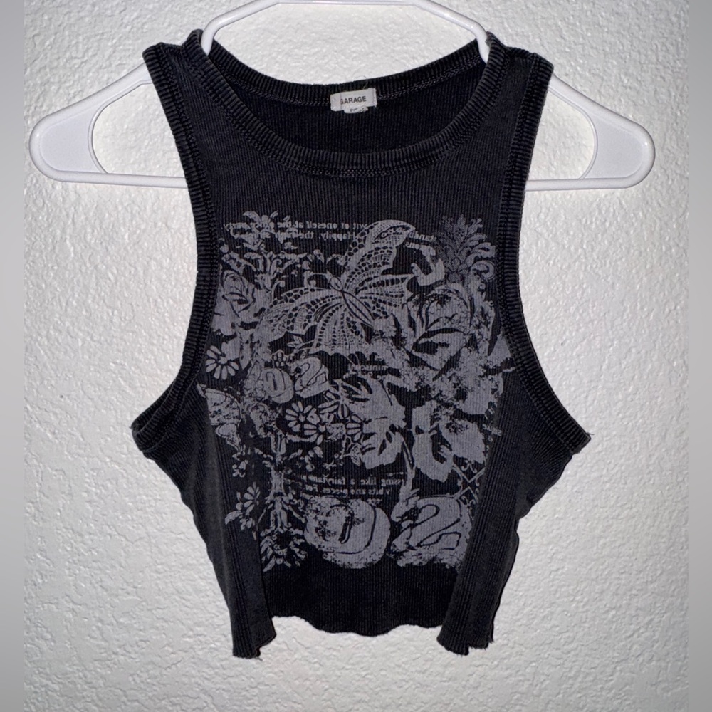 Garage Black Graphic Garage Crop Top